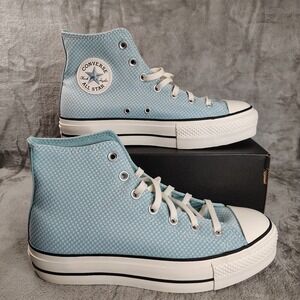 Converse Women's Chuck Taylor All Star Lift Checkered‎ Infinity pool Blue Size 9